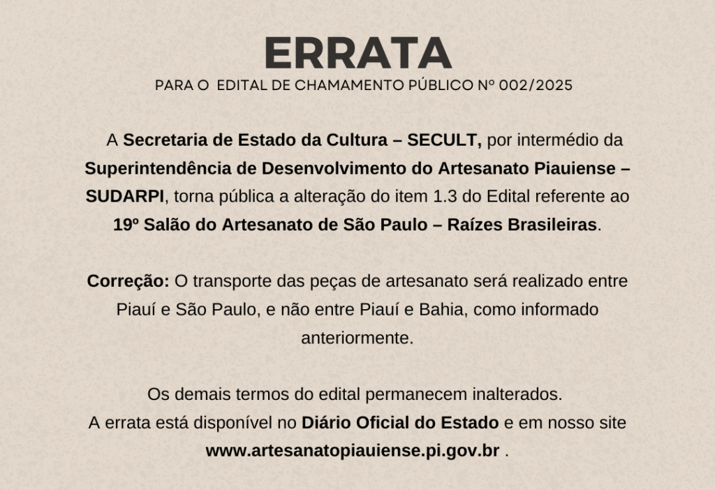 Errata edital de São Paulo