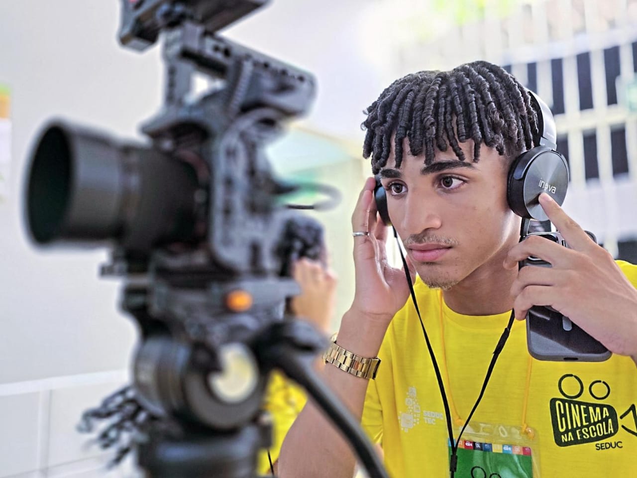 Estudantes do projeto Cinema na Escola