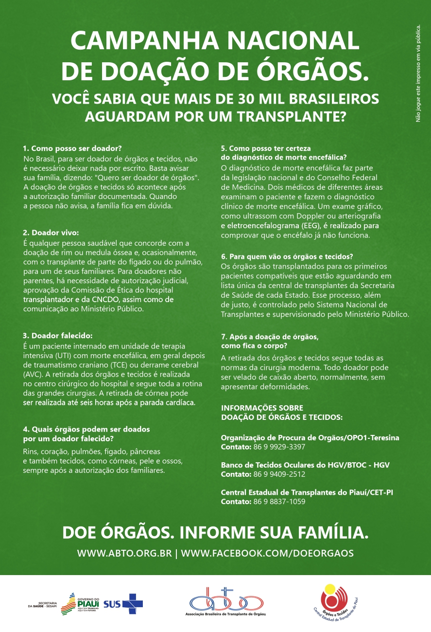 De janeiro a junho deste ano, o Piauí contabilizou 29 transplantes de rim, sendo três de doadores vivos e 26 de doadores falecidos, além de 154 transplantes de córnea realizados no mesmo período. No total, entre rins e córneas, foram feitos 183 transplantes, o que equivale a um crescimento de 71% em relação ao mesmo período de 2022, quando foram registrados 91 transplantes de córneas e 16 transplantes renais, totalizando 107 procedimentos.