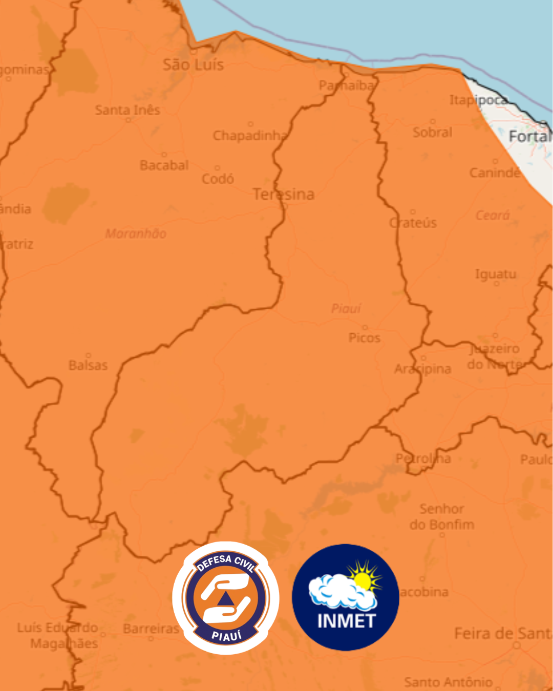 Defesa Civil alerta para chuvas intensas para todo território piauiense nesta quinta (26) e sexta (27)
