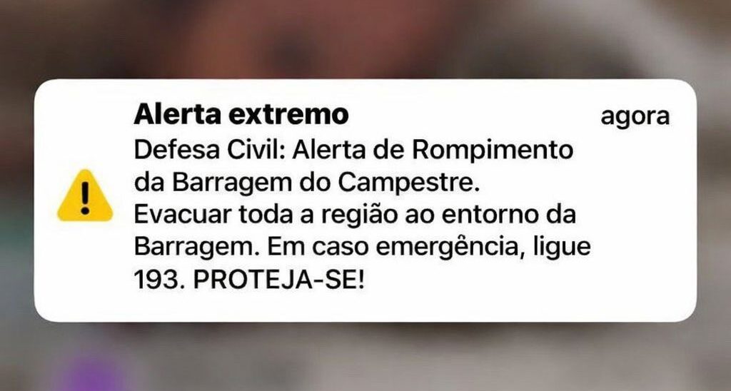 Defesa Civil emite alerta para saída imediata das famílias do entorno da Barragem do Campestre em Coronel José Dias