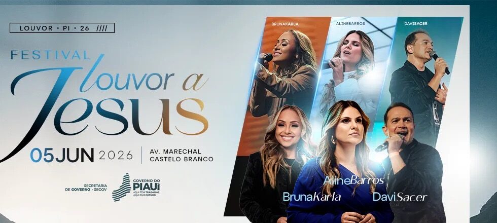 Teresina recebe Festival Louvor a Jesus com Bruna Karla, Aline Barros e Davi Sacer nesta sexta-feira (5)